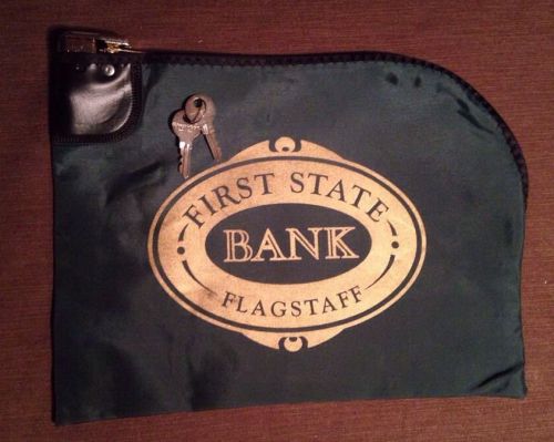 Locking zipper bank money bag w/2 keys. night drop first state bank flagstaff,az for sale