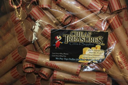 (1000) CENT PENNY NF STRING PREFORMED SHOTGUN COIN WRAPPERS WRAPPING ROLLS