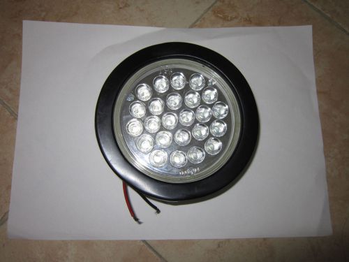 2x round led 24v truck trailer tail bus reverse lamp light clear / white for sale