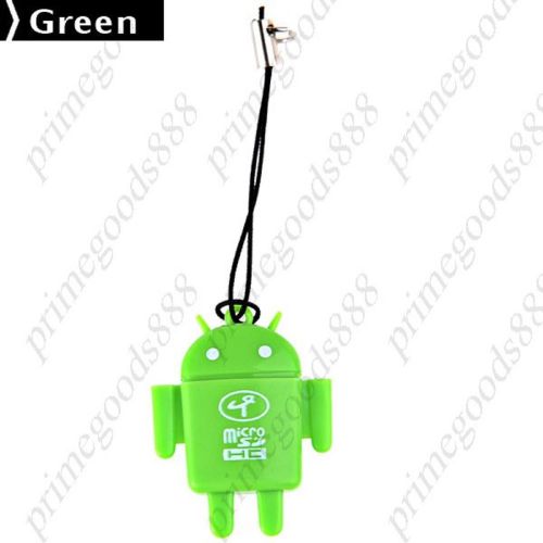 Android Robot USB 2.0 High Speed Transmission Micro SD T Flash Card Reader Green