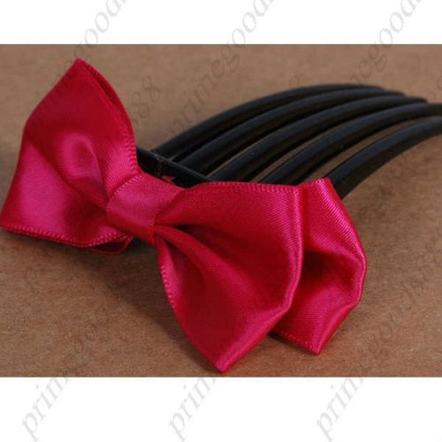 Silk Bowknot Hair Accessories Hairpin Comb Hair Device Bow Clip Rose Red