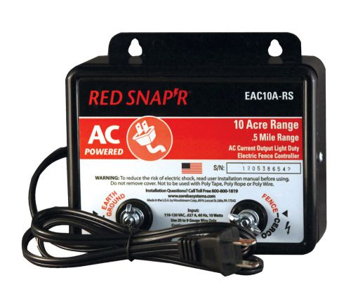 Red snap&#039;r 10 acre ac solid state fence charger eac10a-rs for sale