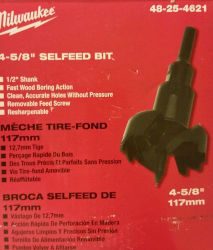 Milwaukee selfeed bit 4 5/8&#034; 1/2&#034; shank 117mm #48-25-4621 new in box for sale
