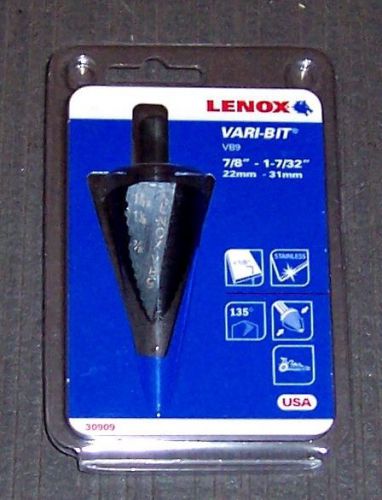 Lenox 30909-vb9 7/8&#034; - 1 7/32&#034; vari-bit step drill with 3/8&#034; shank - made in usa for sale