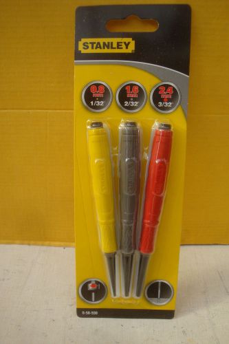 STANLEY 3PCE DYNAGRIP NAIL PUNCH SET 0.8MM  1.6MM  2.4MM   0 58 930