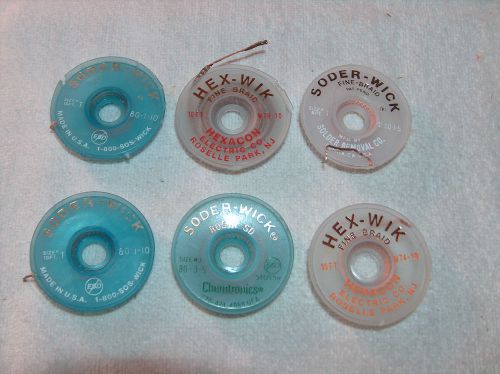 Six vintage soder wicks - used - solder removal co. for sale