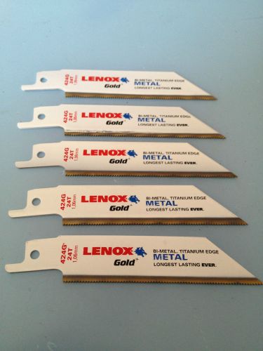 5 x Lenox Gold 424G Bi-Metal Titanium Edge Reciprocating Saw Blades 4in 24T