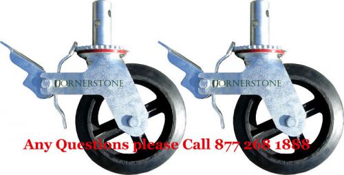 2 scaffold 8&#034; rubber caster wheels double locking brake for sale