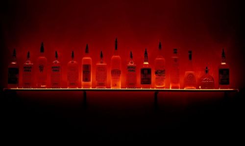 5&#039; led lighted wall mounted liquor shelves bottle display, bar shelving for sale
