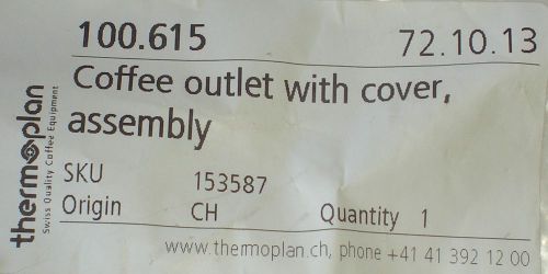 THEMOPLAN COFFEE MACHINE 100.615 COFFEE OUTLET WITH COVER ASSEMBLY 153587 NEW