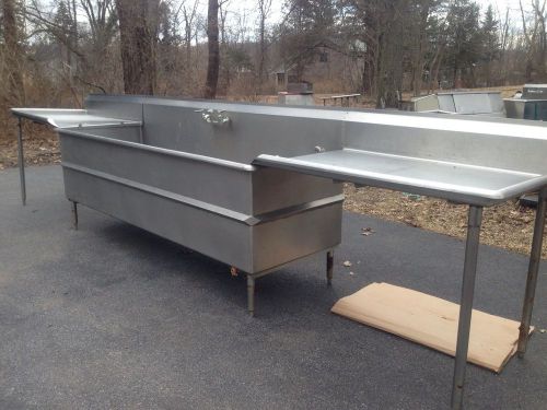 Huge heavy stainless steel tub sink with removable drainboards 16 feet total! for sale