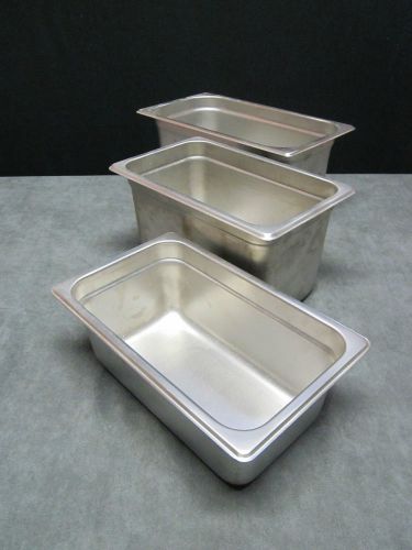 Commercial kitchen restaurant - 3 stainless steel steam table pans - 3 sizes for sale
