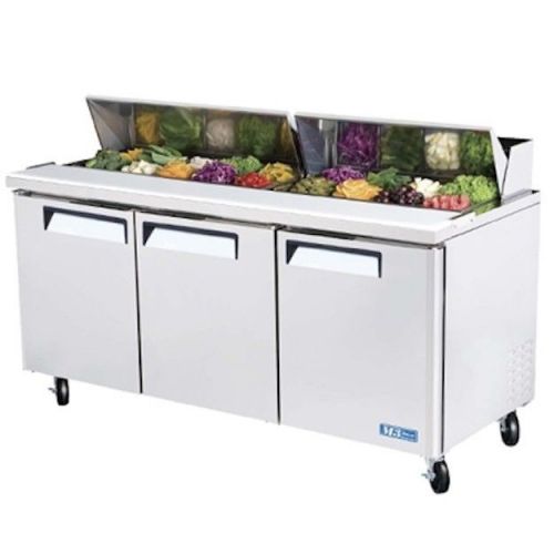 New turbo air 72&#034; m3 series stainless steel sandwich &amp; salad prep! 3 doors! for sale