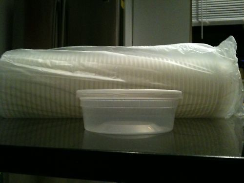 50 plastic food containers with 50 lids (8oz) for sale