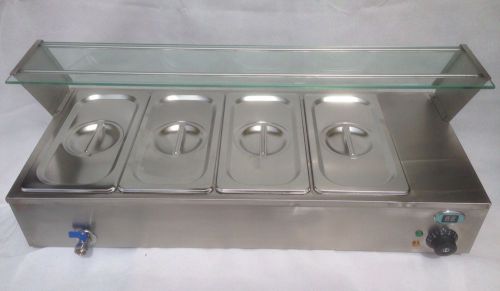 Bain marie, four 4 pots, electric sauce soup food warmer glass top, digital lcd for sale