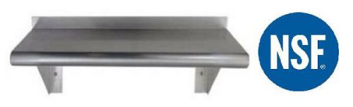 Commercial 12&#034; X 48&#034; Wall Mount Shelf 18 Gauge Stainless Steel Three Sided NSF