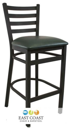 New gladiator commercial metal ladder back dining bar stool w/ green vinyl seat for sale