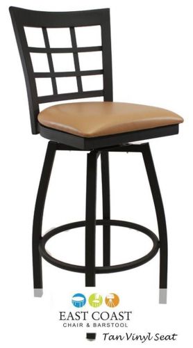 New gladiator window pane metal swivel restaurant bar stool with tan vinyl seat for sale