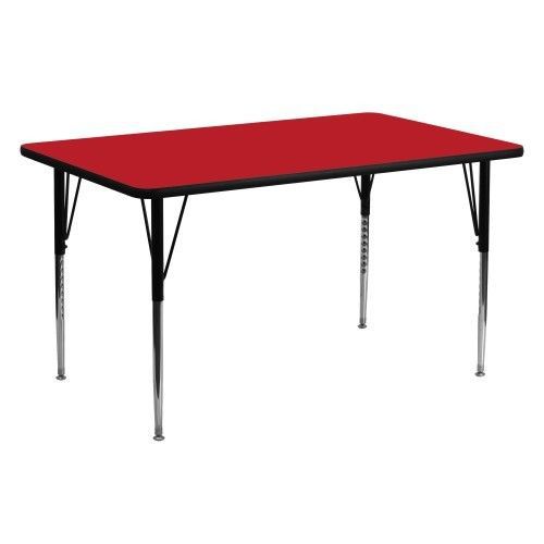 Flash furniture xu-a2460-rec-red-h-a-gg 24&#034; x 60&#034; rectangular activity table, hi for sale