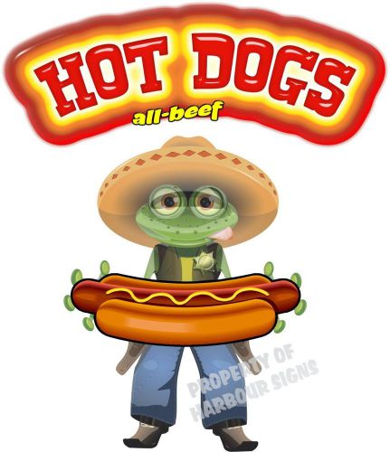 Hot Dog Decal 14&#034; Food Truck Concession Restaurant Western Frog Theme Menu