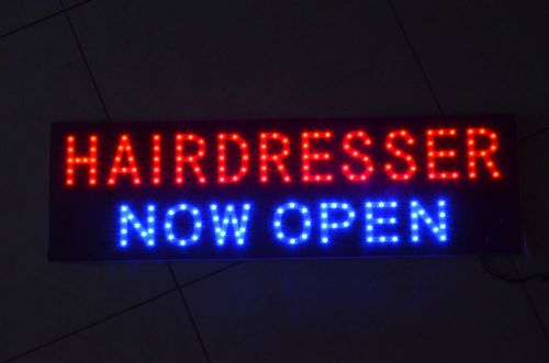 &#039;HAIRDRESSER NOW OPEN&#039;&#039; LED Sign (NOW OPEN FLASHES)