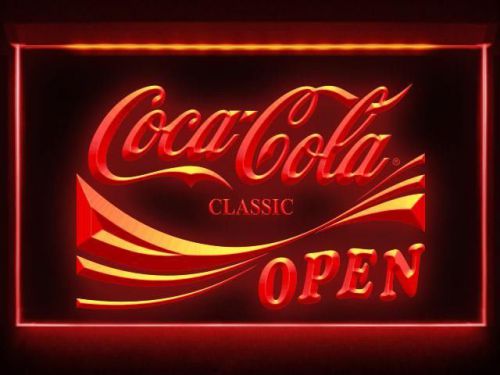 W2105 B OPEN Coca Cola Classic Logo Cafe LED Light Sign