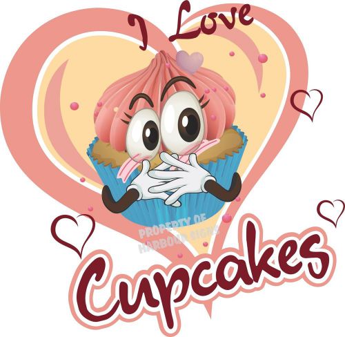 I Love Cupcakes Decal 14&#034; Catering Bakery Concession Food Truck Restaurant Menu