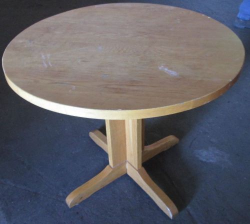 3&#039; OAK TABLES 36&#034; ROUND - WOOD BASES - CAFE RESTAURANT- H/DUTY    -  (up to 11)