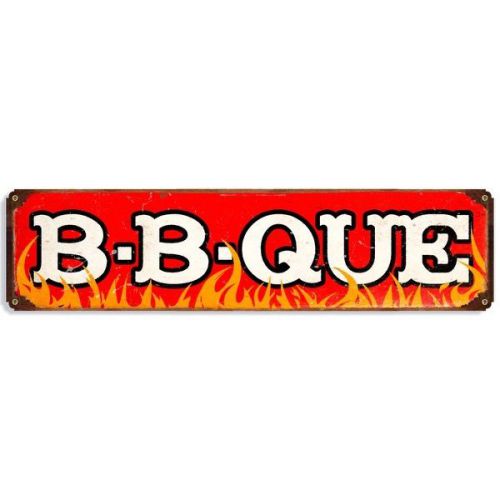 Rectangular Barbeque Flaming Steel Sign
