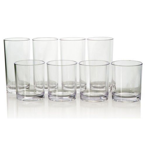 8pc Unbreakable Clear Tritan Plastic Cup Tumblers  four 14-ounce rocks and four