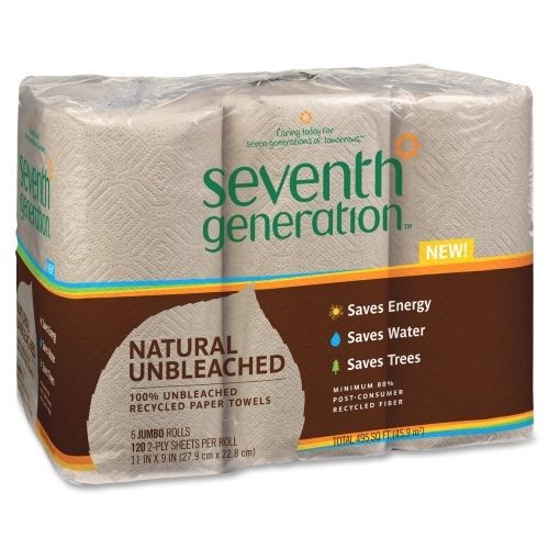 Seventh generation recycled unbleached paper towels - 120 shts/roll -6 roll for sale