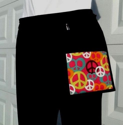 BLACK PEACE SIGN 1 POCKET HIP BARTENDER WAITRESS WAIST APRON RESTAURANT  USA