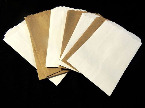 350 mini kraft and white 3x5 inch bags, goodie paper favor bags, gift card bags for sale