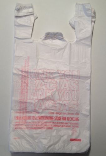 100 T-SHIRT CARRY OUT THANK YOU BAGS PLASTIC MERCHANDISE GROCERY SHOPPING Poly