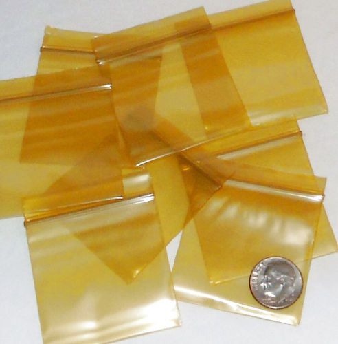 Gold baggies 1.75 x 1.75&#034; Apple reclosable mini ziplock bags 100 200 500 1000