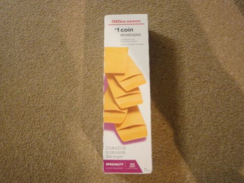Office Depot #1 Coin Envelopes 2 1/4&#034;x 3 1/2&#034; 500ct  One Box.  New Unopened