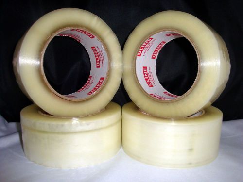 Lot of 4 clear packing shipping carton sealing 2&#034; wide 2.5mil tape 330&#039; l roll for sale