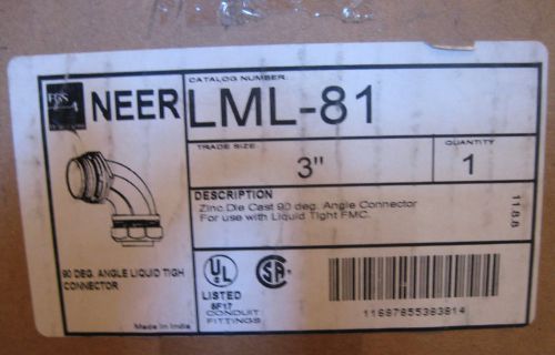 FGS NEER 90 Deg. Angle LiquidTight Liquid Tight Connector #LML-82 3&#034; NEW INI BOX