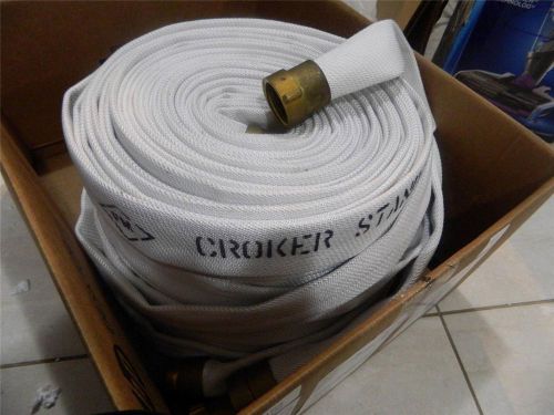 Lot 3 fire hose single jacketed 75&#039; long 1 1/2&#034; diameter brass coupling 250 psi for sale