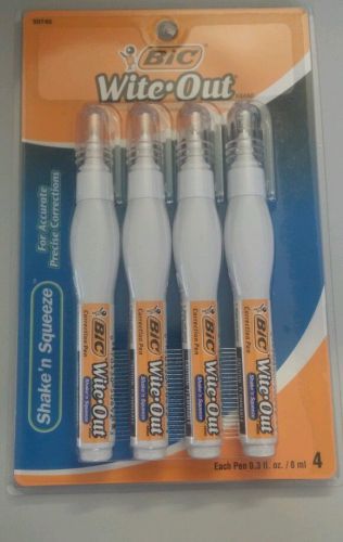 Bic Wite-Out Shake&#039;n Squeeze Correction Pens, 8ml, White, 4/Pack