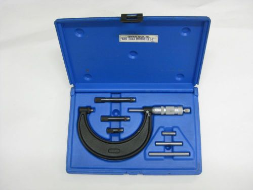 CENTRAL TOOLS CALIPER TYPE MICROMETER 6205 0&#034; TO 4&#034; WITH ADAPTERS AND CASE