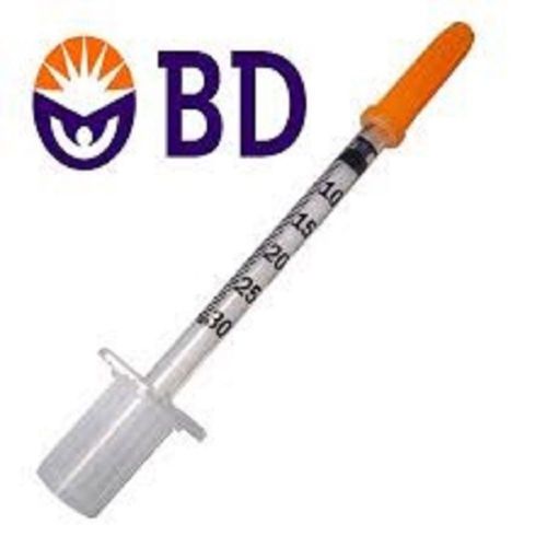 BD 100u Single Use - 1ml Syringe - 30g 0.3 X8mm Needle Combo - Ce - Pack of 10