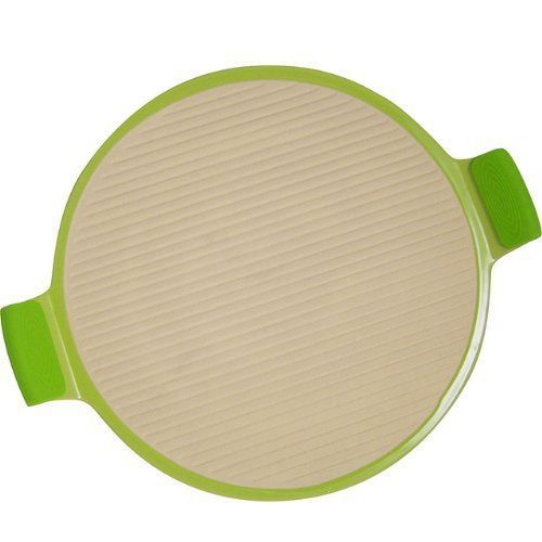Pizza stone - 14&#034; - green - silicone handles for sale