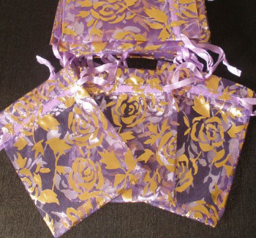 100pcs Purple Organza Flare Drawstring Wedding Gift Pouch Bag 2.7x3.5&#034; FOR XMAS