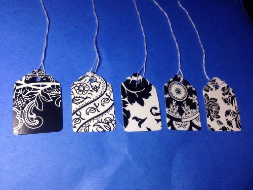 100 black white print french paper price strung #5 tag 5 patterns 1-1/16 x 1-5/8 for sale