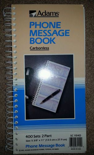 Adams Phone Message Book Carbonless 400 Sets 2 Part SC1154D