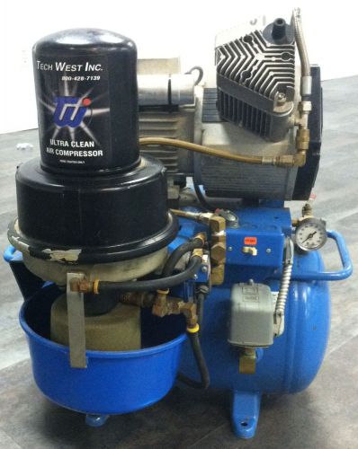 NEW Tech West 2 User ACO2S1 Dental 1-HP Ultra Clean Oilless Air Compressor 115V