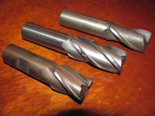 LOT OF THREE 7/8 HSS END MILLS WITH 3/4&#034; SHANKS