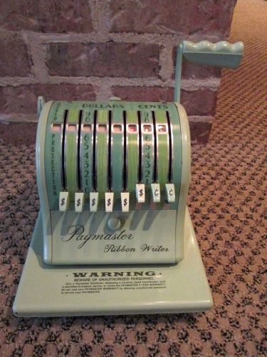 Vintage Paymaster Series 8000b Ribbon Writer Check Writer  with Orig Keys /Cover