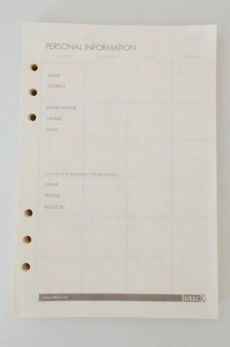 Kikki K Personal Large A5 Time Planner Paper Inserts Pages Refills